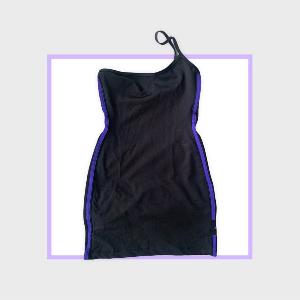 Adidas x Frankies collective re worked one strap 3 striped dress.